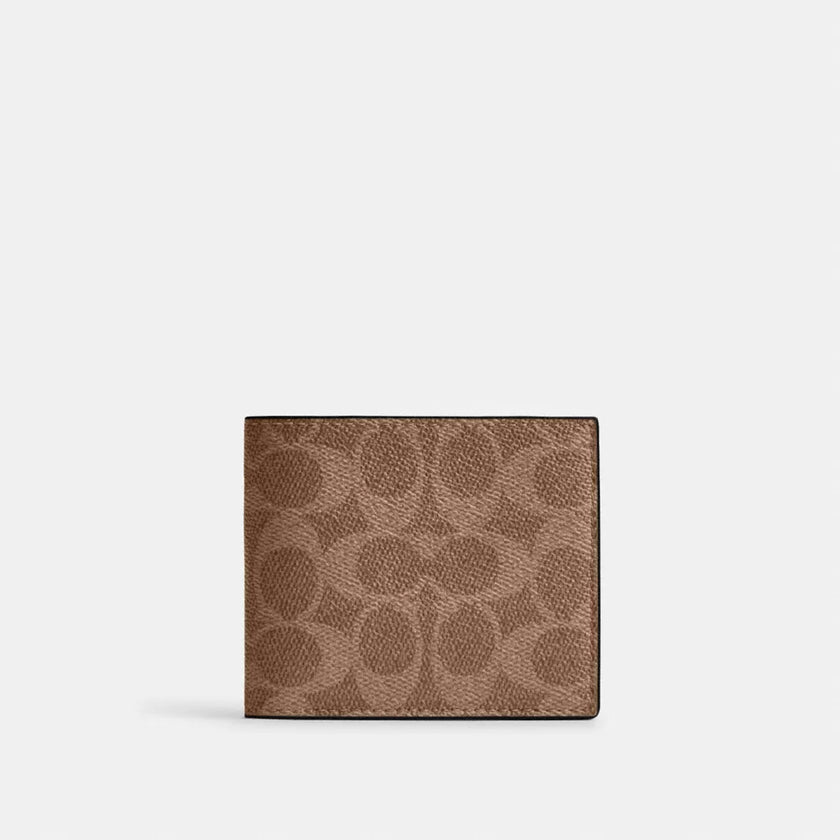 COACH Id Billfold Wallet In Signature Canvas - Tan/Black image 0
