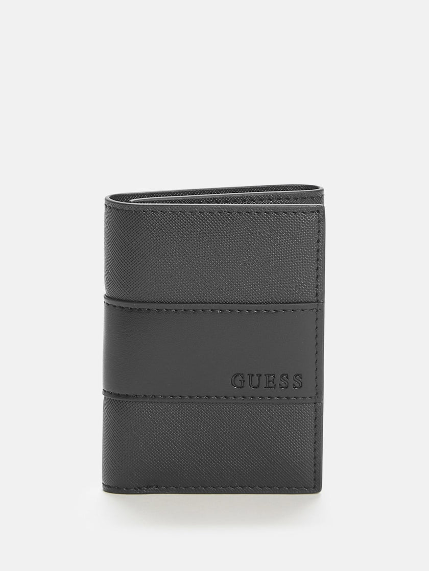 Guess Debossed Logo Trifold Wallet - Black image 0