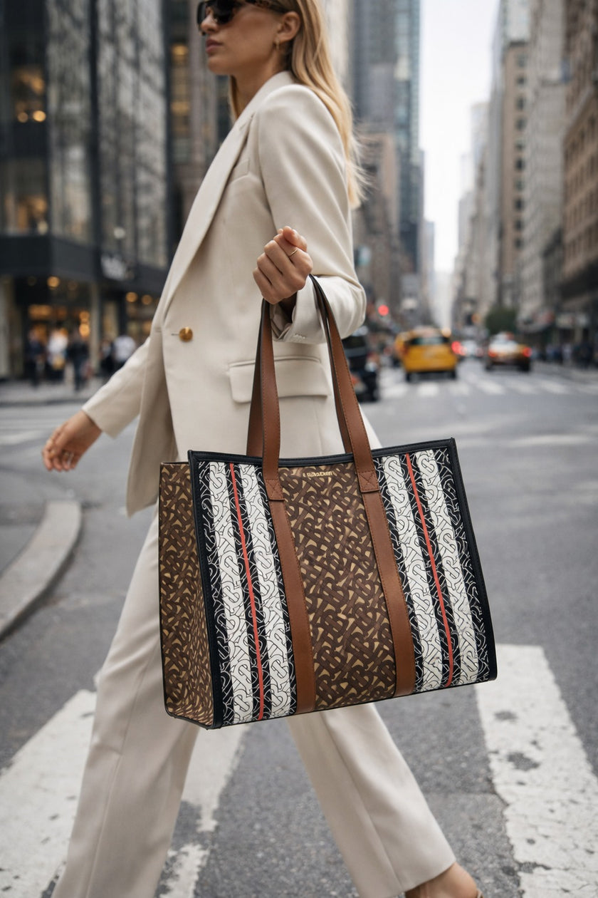 [AT DELHI] BURBERRY TB Monogram Stripe Tote Bag image 1
