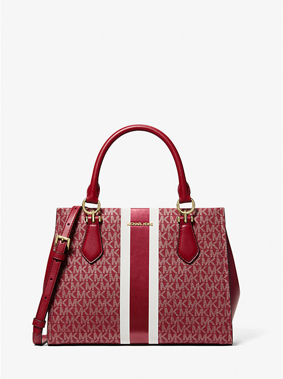 MICHAEL KORS Marilyn Medium Signature Logo Stripe Satchel image 0