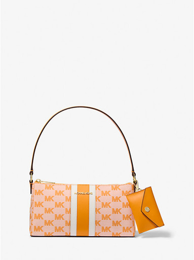 MICHAEL KORS Vincent medium jacquard logo clutch with card holder - Orange image 1