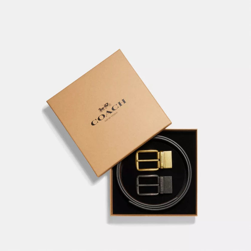 COACH Boxed Harness Buckle Cut-To-Size Reversible Belt, 38 Mm - Black Dark Brown image 0