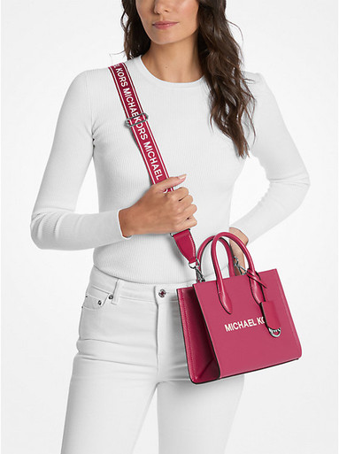 Michael Kors Mirella Small Pebbled Leather Convertible Crossbody Bag - Dk Raspberry image 1