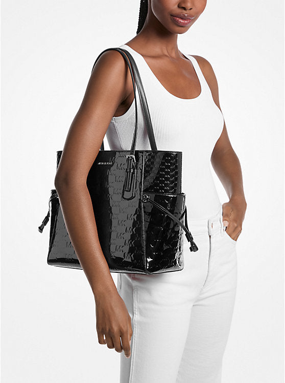 MICHAEL KORS Voyager Large Patent Logo Debossed Tote Bag image 1