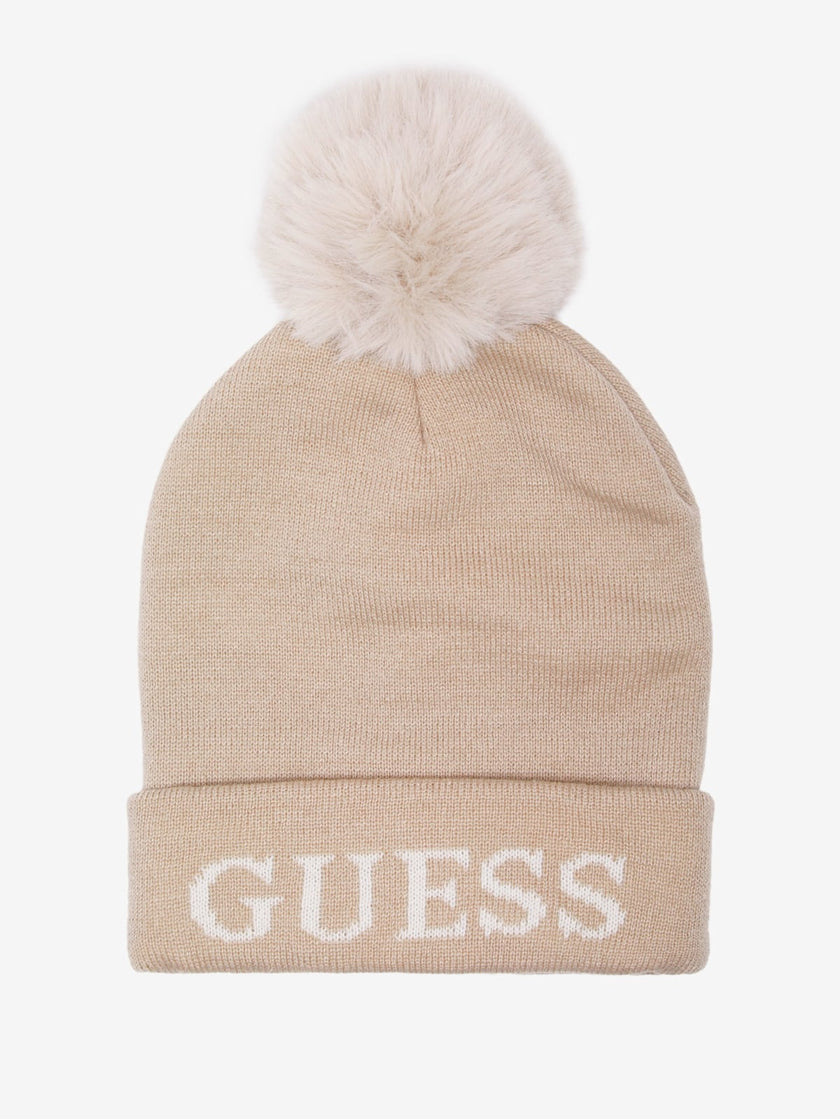 Guess Logo Pom Pom Beanie - Neutral image 0