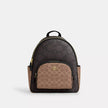 COACH Court Backpack In Blocked Signature Canvas - Walnut/Tan image 0
