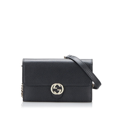 GUCCI Interlocking g Wallet On Chain - Black image 1