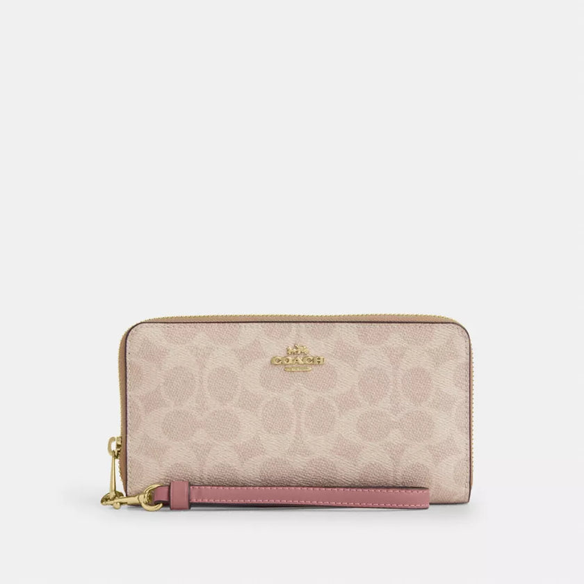 COACH Long Zip Around Wallet In Signature Canvas (Arriving In Delhi) image 0