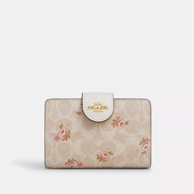 COACH Medium Corner Zip Wallet In Signature Canvas With Floral Print image 2