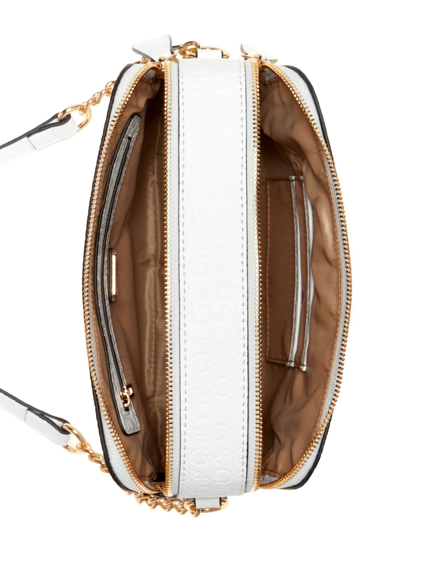 Guess Zakaria Debossed Logo Double-Zip Crossbody - White image 3