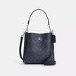 COACH Mollie Bucket Bag 22 In Signature Canvas - Silver/Denim/Midnight Navy image