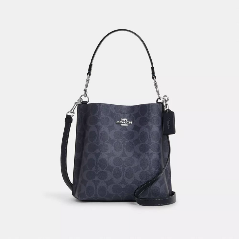 COACH Mollie Bucket Bag 22 In Signature Canvas - Silver/Denim/Midnight Navy image