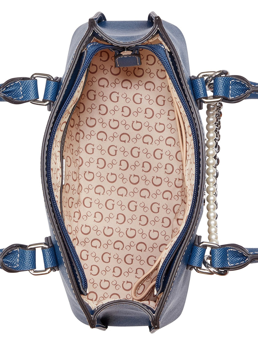 Guess Jeanine Faux-Pearl Charm Satchel - Blue image 3