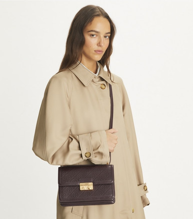 TORY BURCH T Monogram Leather Shoulder Bag - Deep Maroon image 2