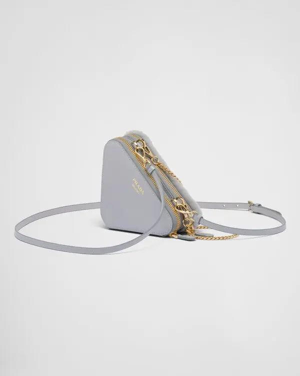 [AT DELHI] PRADA Triangular Shearling and Saffiano Leather Mini-Pouch image 4