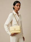 [AT DELHI] TORY BURCH Small Kira Moto Quilt Convertible Shoulder Bag - Lemon Color image 1