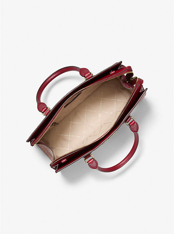 MICHAEL KORS Sheila Medium Two-Tone Metallic Signature Logo Satchel - Cherry Multi image 2