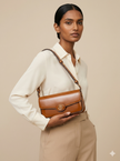 [AT DELHI] TORY BURCH Robinson Spazzolato East/West Shoulder Bag - Dark sienna image 0