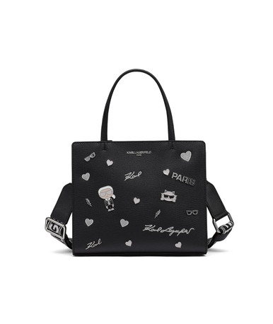 KARL LAGERFELD Maybelle Satchel With Pins - Black image 3