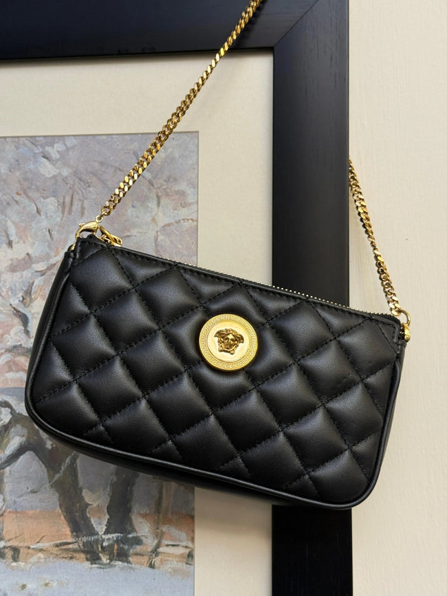 VERSACE La Madusa Mini Quilted Leather Black Shoulder Bag (@Delhi Studio) image 0