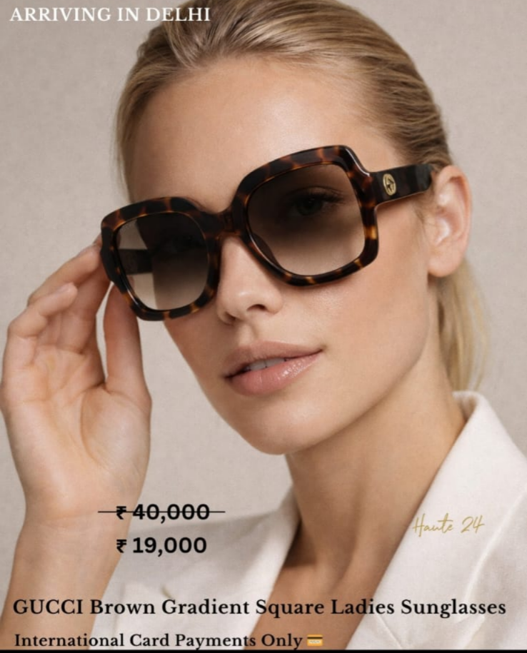 GUCCI Brown Gradient Square Ladies Sunglasses (Arriving In Delhi) image 1