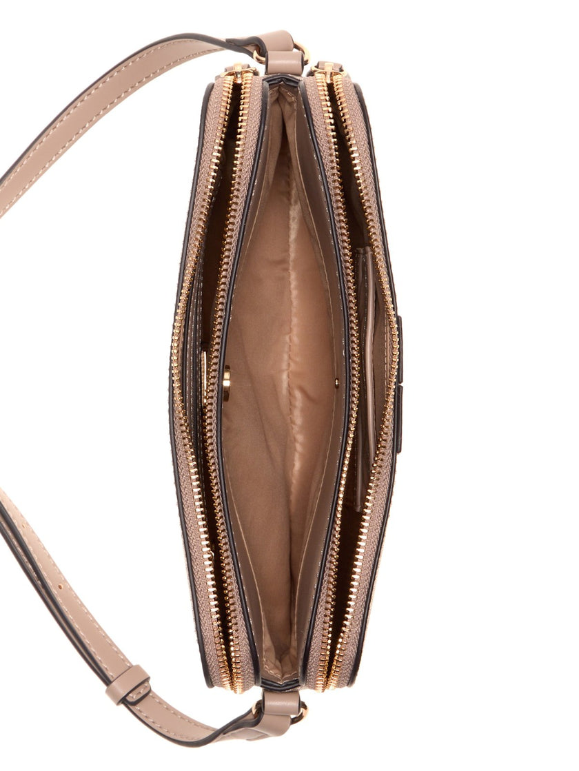 Guess Kyrie Logo Top-Zip Crossbody - Beige image 2