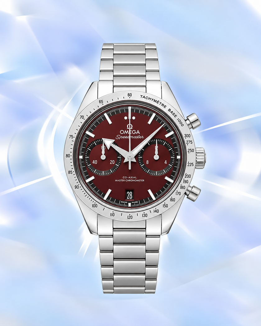 [Brand New] Omega Speedmaster '57 Co-Axial Master Chronometer Chronograph Burgundy Dial 332.10.41.51.11.001 40.5 mm