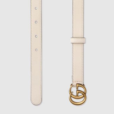 GUCCI GG Marmont Thin Belt - White image 1