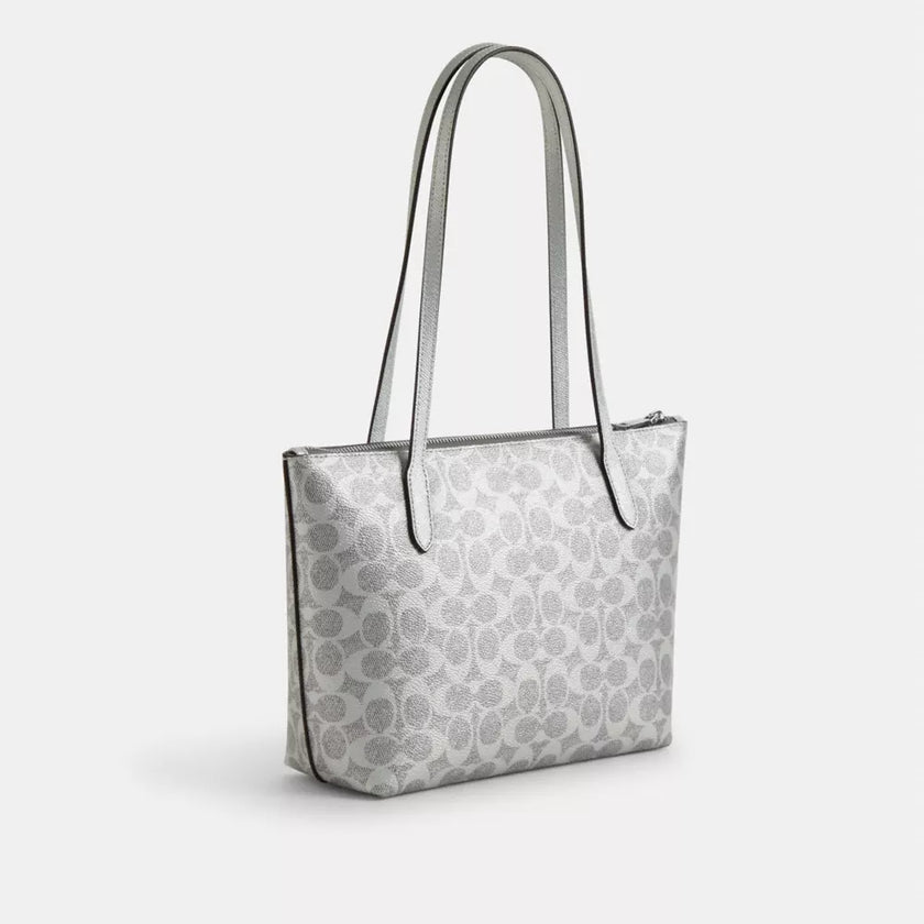 COACH Fiona Zip Tote Bag In Signature Canvas - Gray/Silver image 2