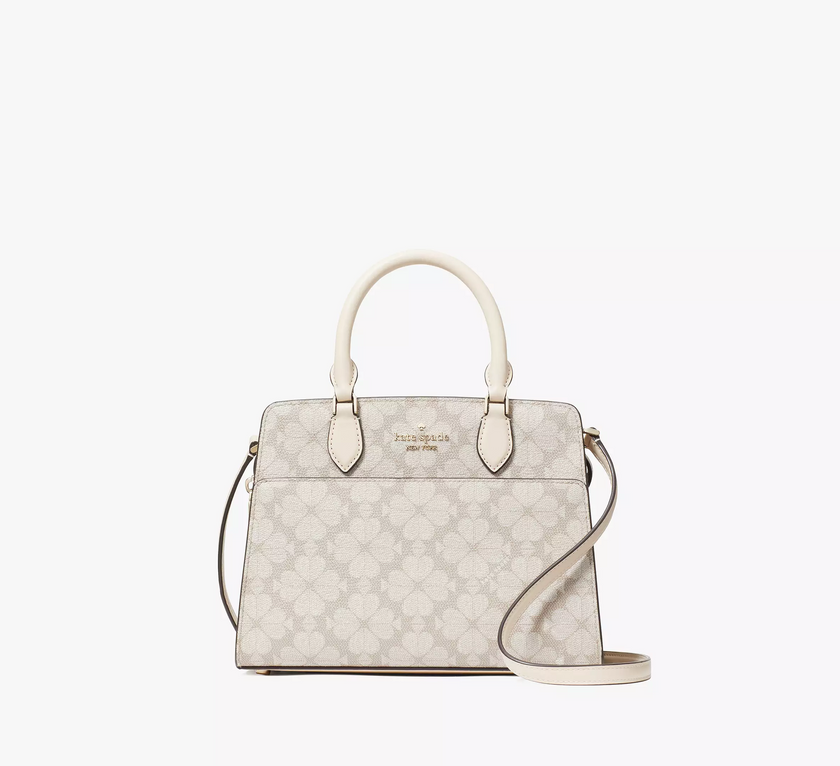KATE SPADE  Signature Spade Flower Small Satchel - Dark Beige Multi image
