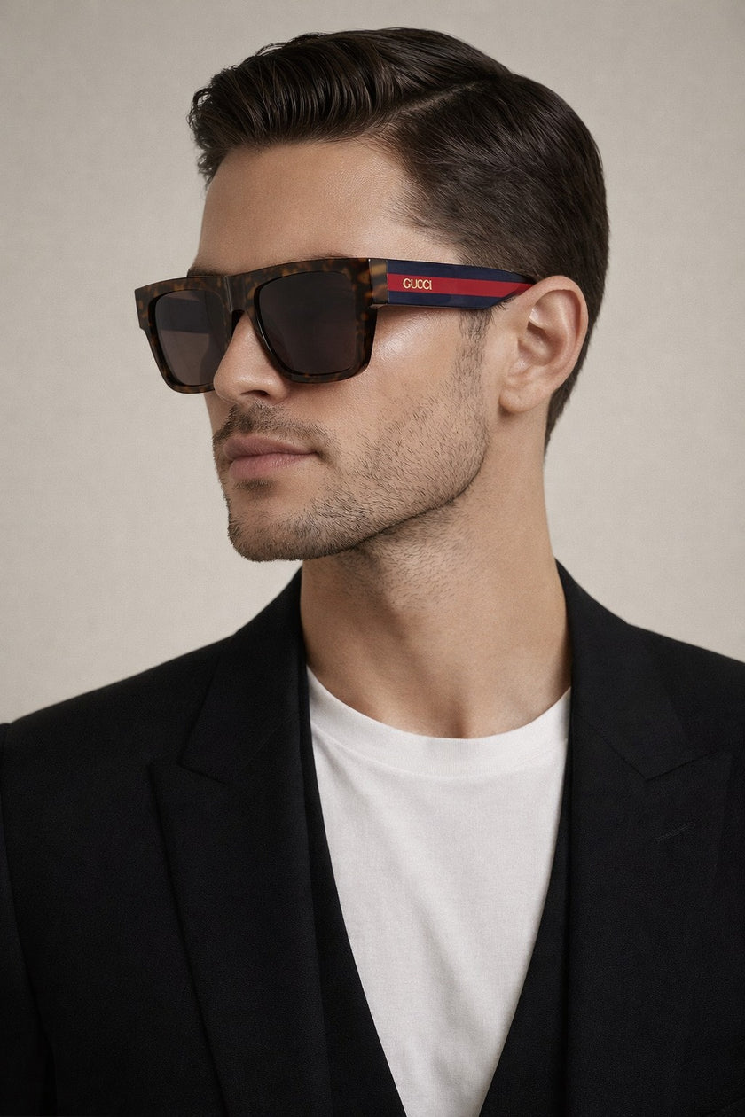 Gucci  Brown Browline Men's Sunglasses image 0