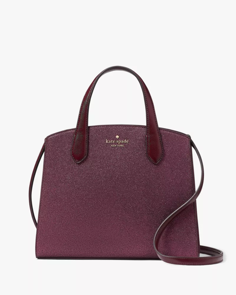 KATE SPADE  Glitter Tinsel Satchel - Deep Berry image