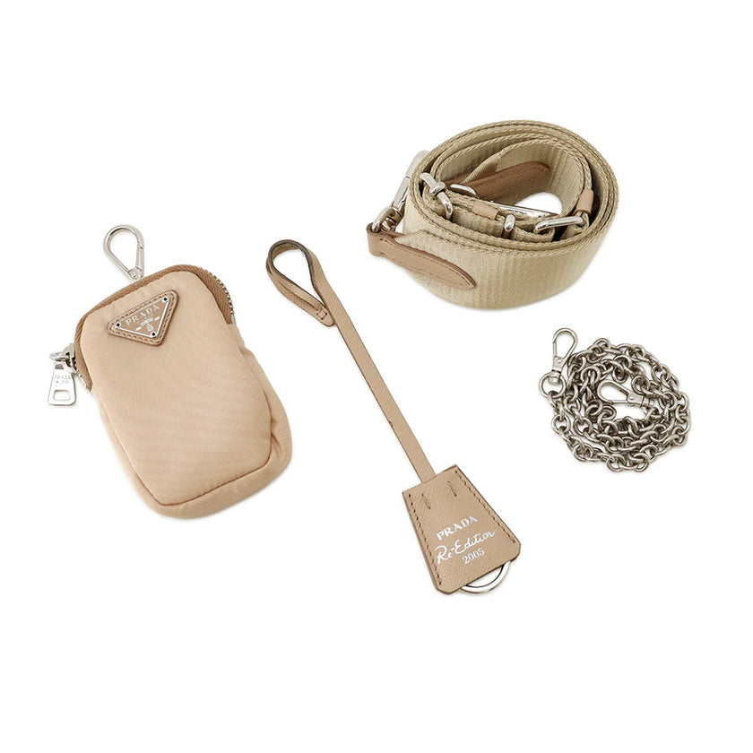 PRADA Re-Edition 2005 2WAYBag Beige