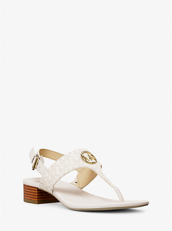 MICHAEL KORS Hannah Signature Logo T-Strap Sandal - Vanilla image 0