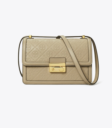 TORY BURCH T Monogram Leather Shoulder Bag - Fresh clay image 3