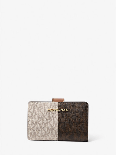 MICHAEL KORS Jet Set Medium Two-Tone Logo Wallet - Brown Multi image 0