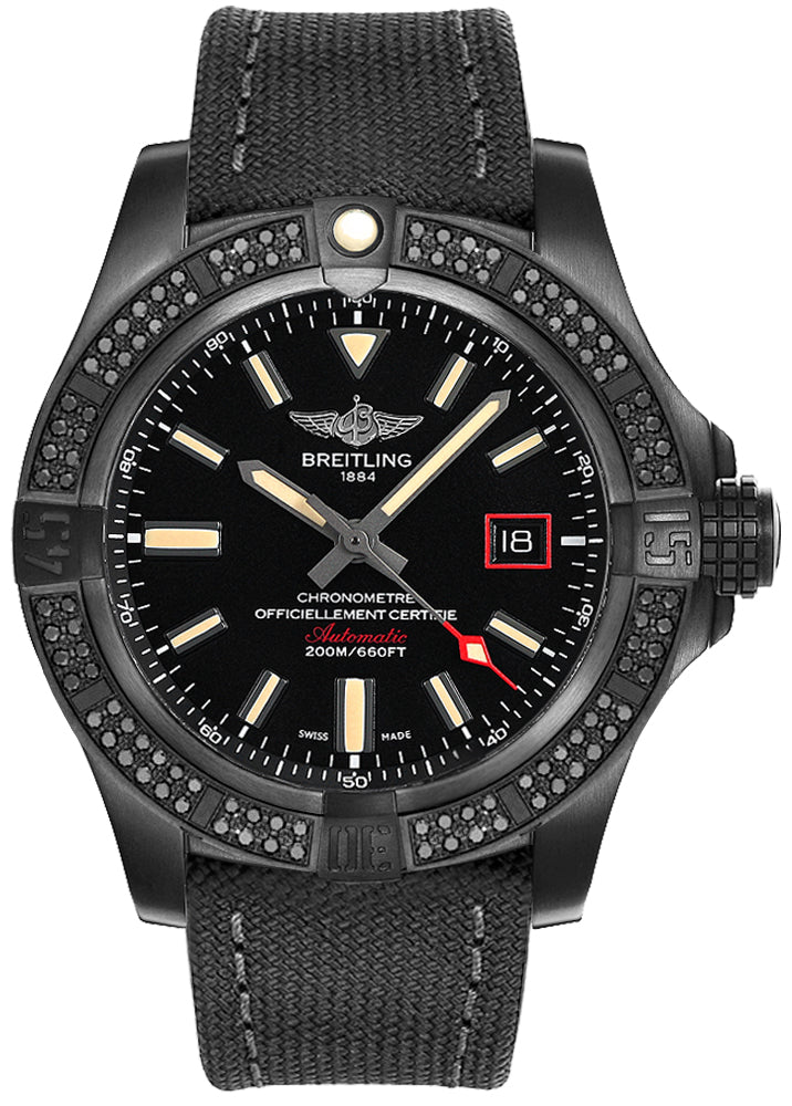 BREITLING Avenger Blackbird 44 Diamond Bezel Men'S Watch V17311At/Bd74-109W 1