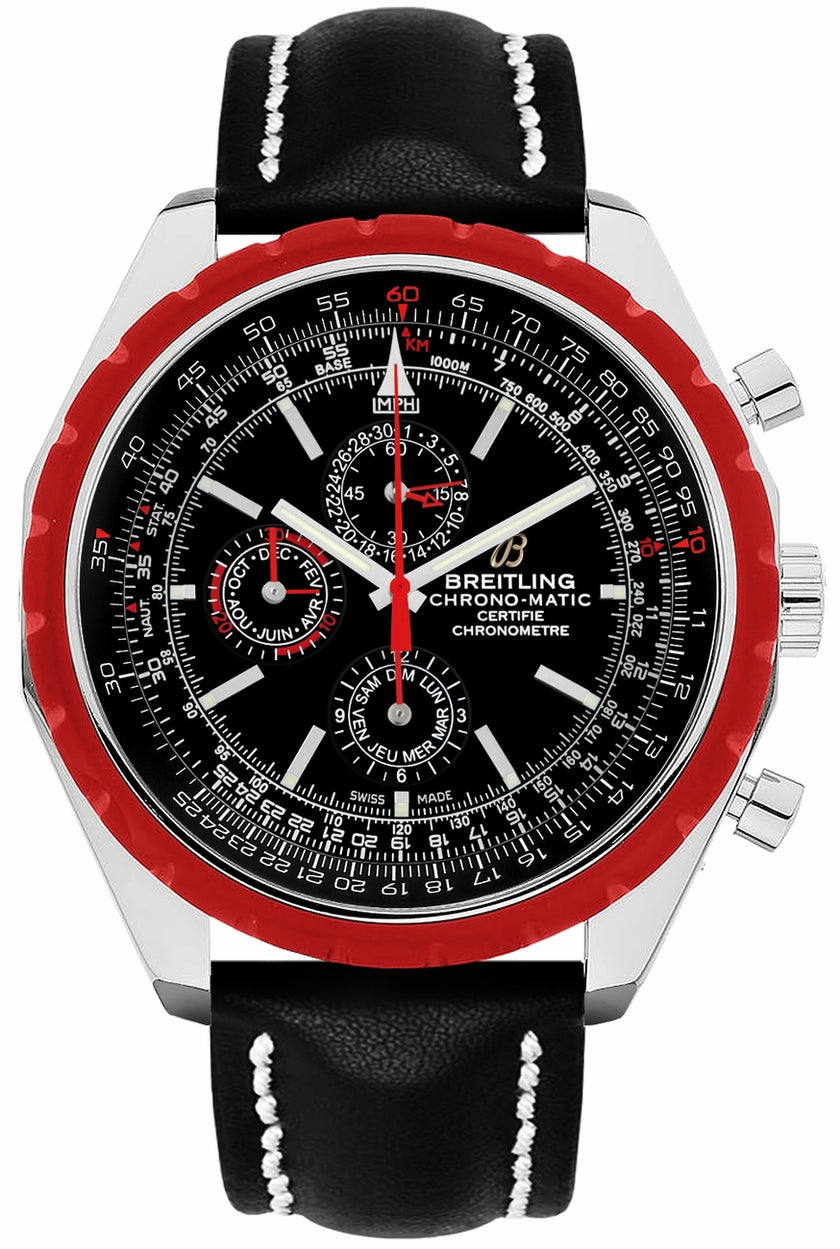 BREITLING Chrono-Matic 1461 Red Bezel Men'S Watch A1936003/Ba94-441X 1