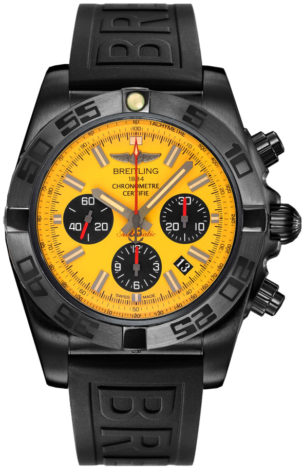 BREITLING Chronomat 44 Blacksteel Yellow Dial Men'S Watch Mb0111C3/I531-262S 1