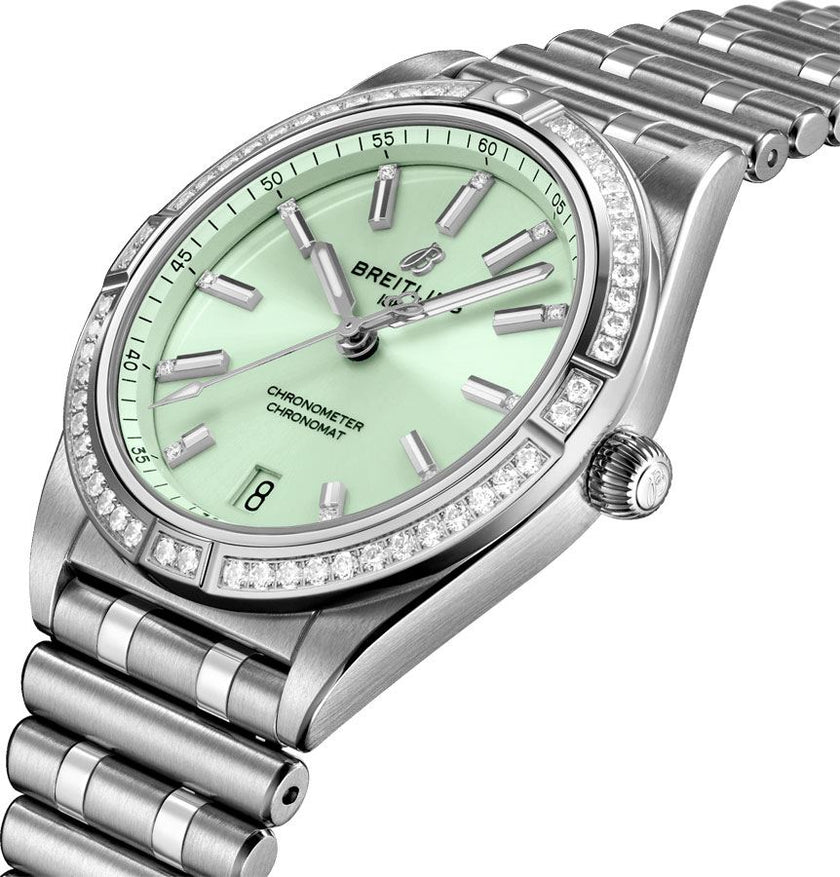BREITLING Chronomat Automatic 36 Mint Green Dial Watch A10380591L1A1 2
