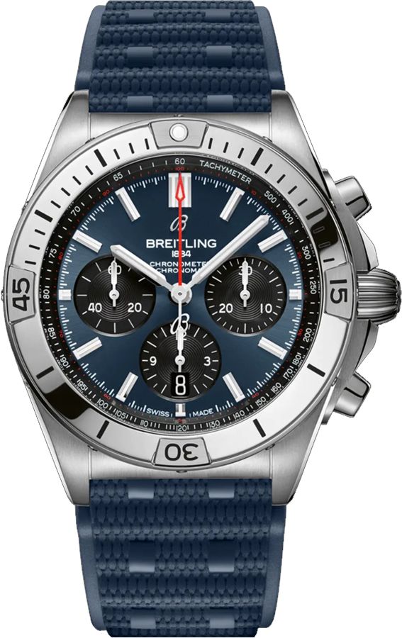 BREITLING Chronomat B01 42 Blue & Black Dial Steel Men'S Watch Ab0134101C1S1 1