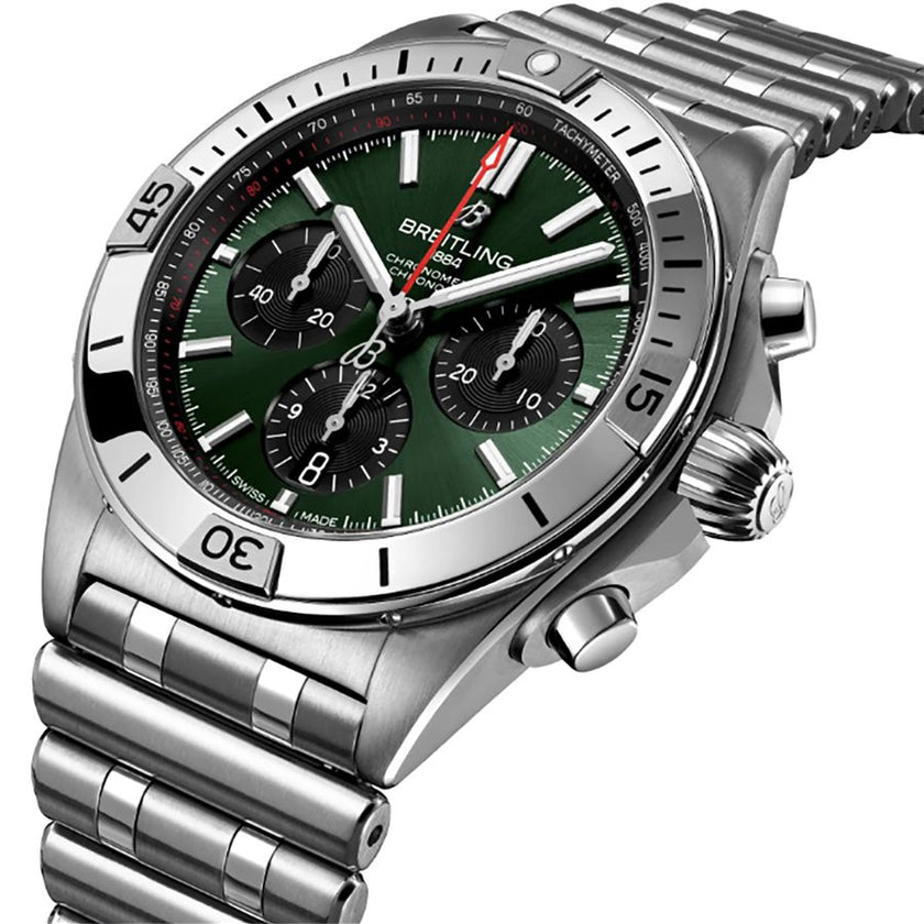BREITLING Chronomat B01 42 Chronograph Green Dial Men'S Watch Ab0134101L2A1 2