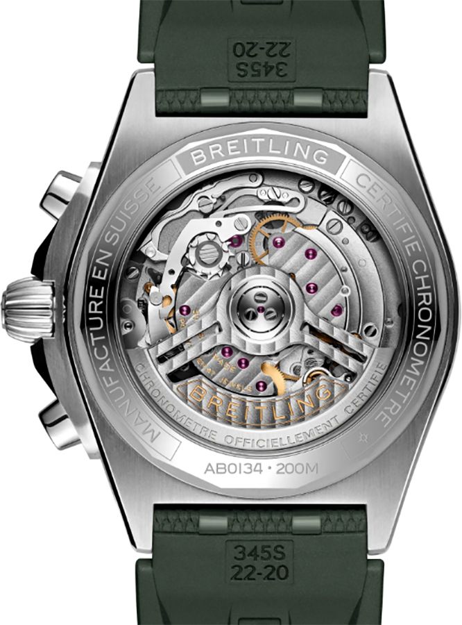BREITLING Chronomat B01 42 Green Rubber Strap Men'S Watch Ab0134101L2S1 3