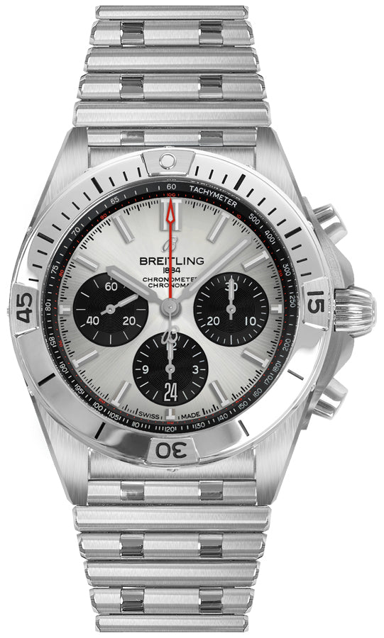 BREITLING Chronomat B01 42 Silver Dial Men'S Watch Ab0134101G1A1 1