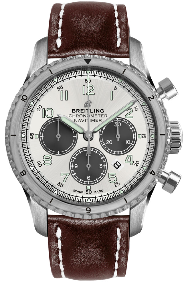 BREITLING Navitimer Aviator 8 Silver Dial Men'S Watch Ab01171A1G1X1 1
