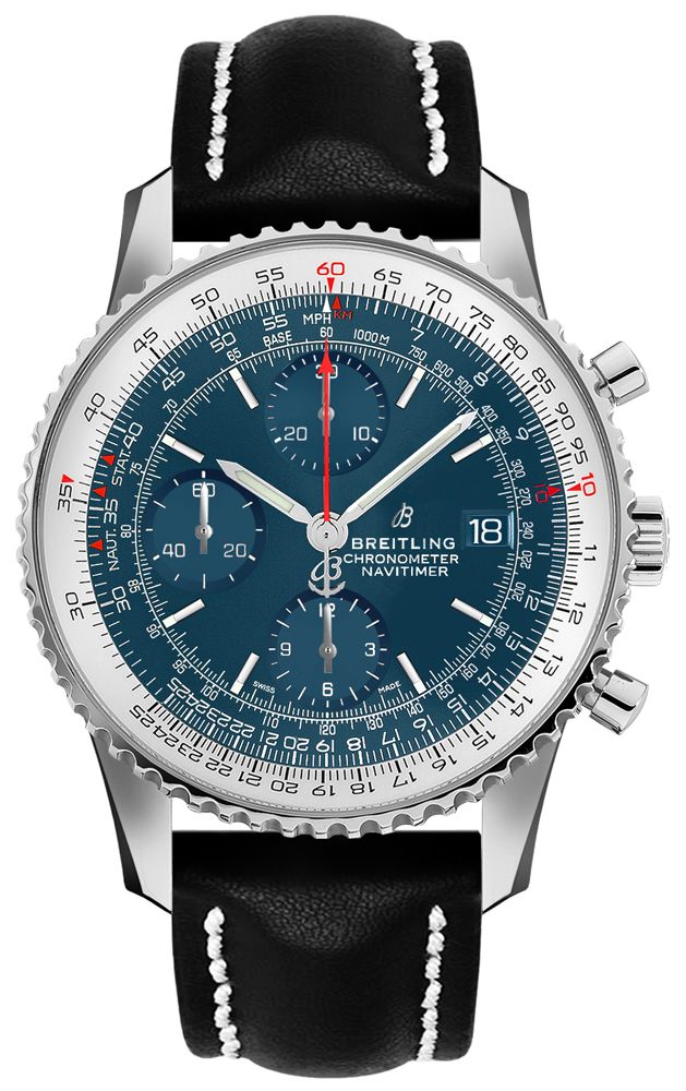 BREITLING Navitimer Chronograph 41 Blue Dial Black Leather Men'S Watch A13324121C1X2 1