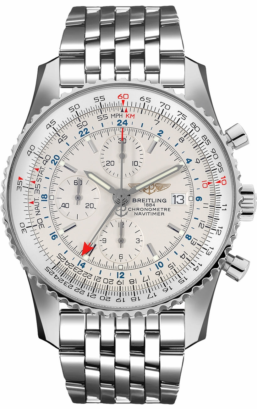 BREITLING Navitimer Chronograph Gmt 46 Silver Dial A24322121G1A1 1