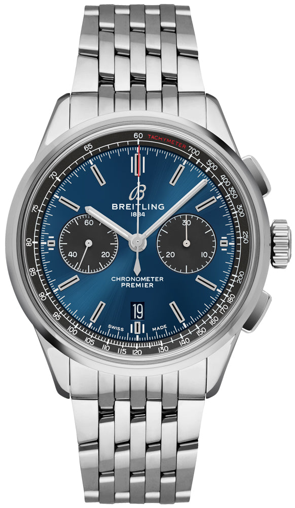 BREITLING Premier B01 Chronograph 42 Blue Dial Steel Men'S Watch Ab0118A61C1A1 1