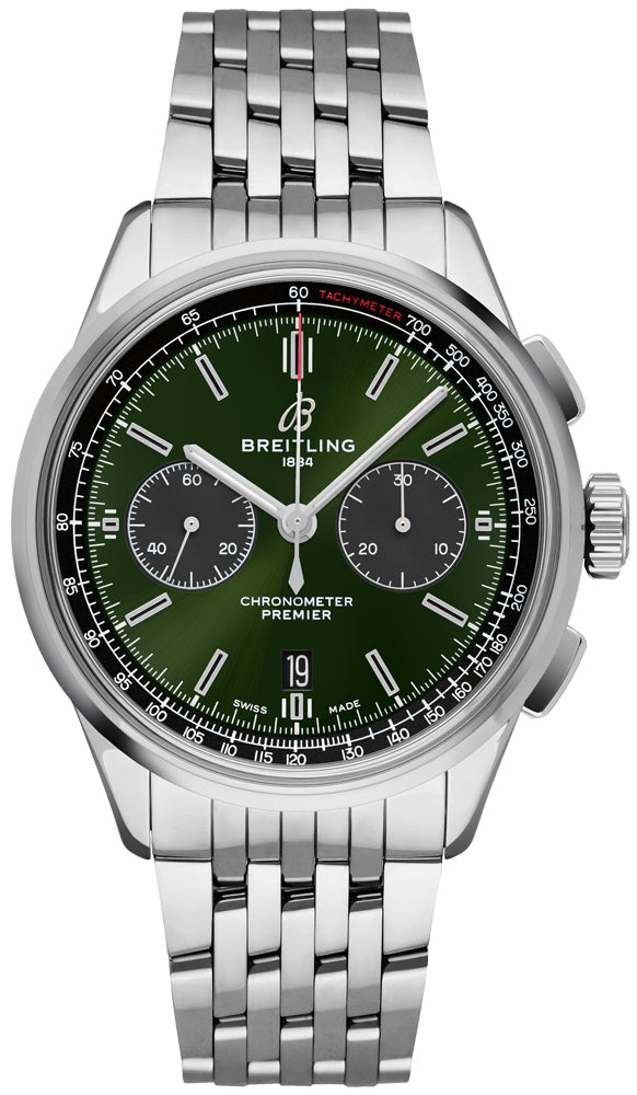 BREITLING Premier B01 Chronograph 42 Bentley Green Dial Men'S Watch Ab0118A11L1A1 1