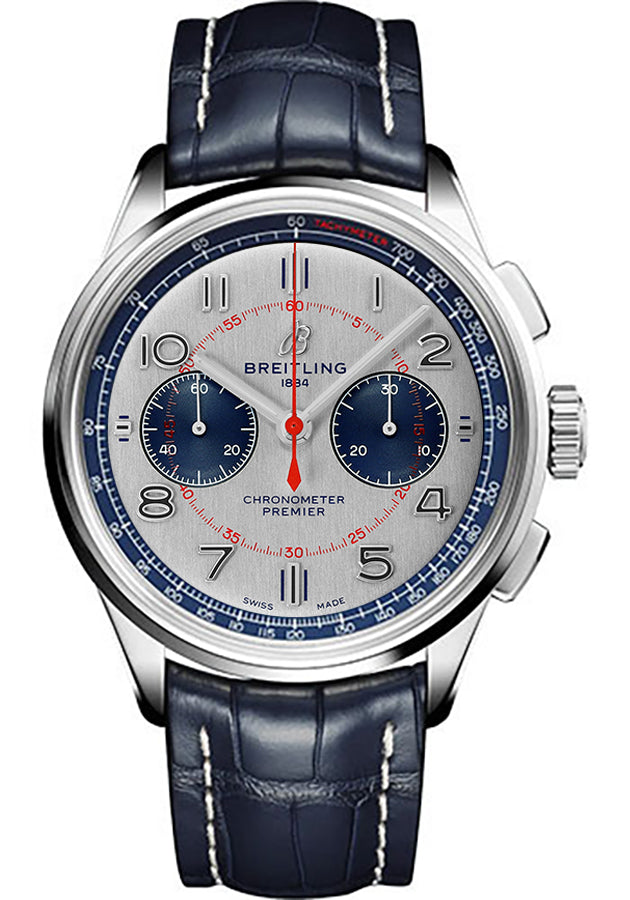 BREITLING Premier B01 Chronograph 42 Silver Dial Men'S Watch Ab0118A71G1P2 1